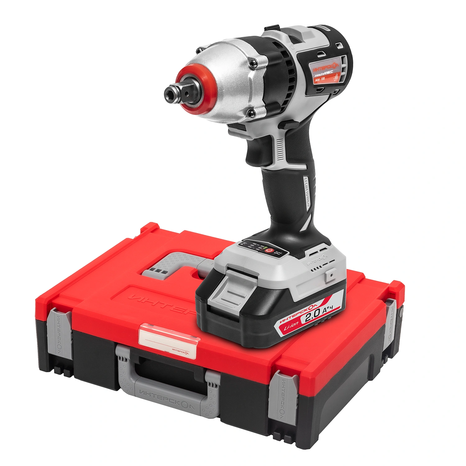 Бесщеточный аккумуляторный ударный гайковерт ИНТЕРСКОЛ ГАУ-300/18В + МультиБОКС 100