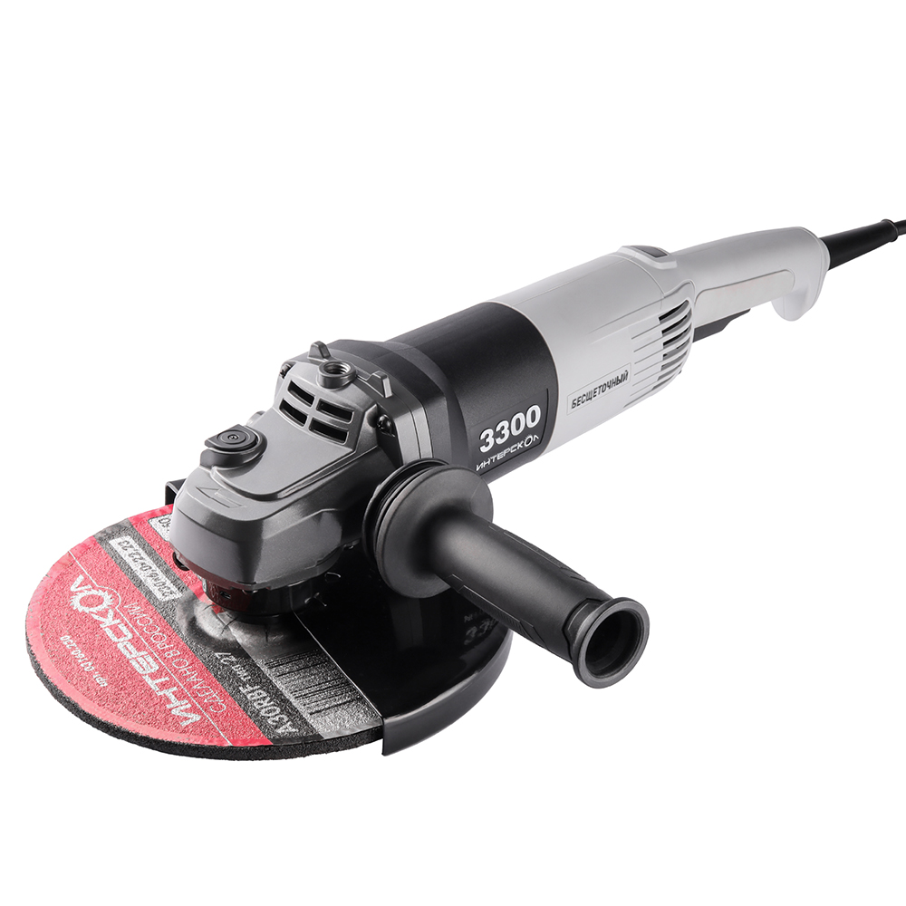 Профессиональная угловая шлифовальная машина ИНТЕРСКОЛ УШМВ-230/3300 с бесщеточным (вентильным) электродвигателем в защитной капсуле